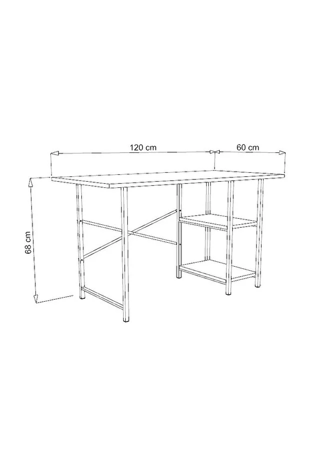 Metal Çalışma Masası Laptop Bilgisayar Masası 2 Raflı Ofis Çalışma Masası